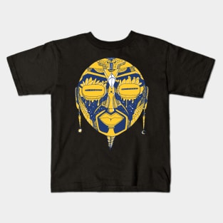 Navy Gold African Mask 2 Kids T-Shirt